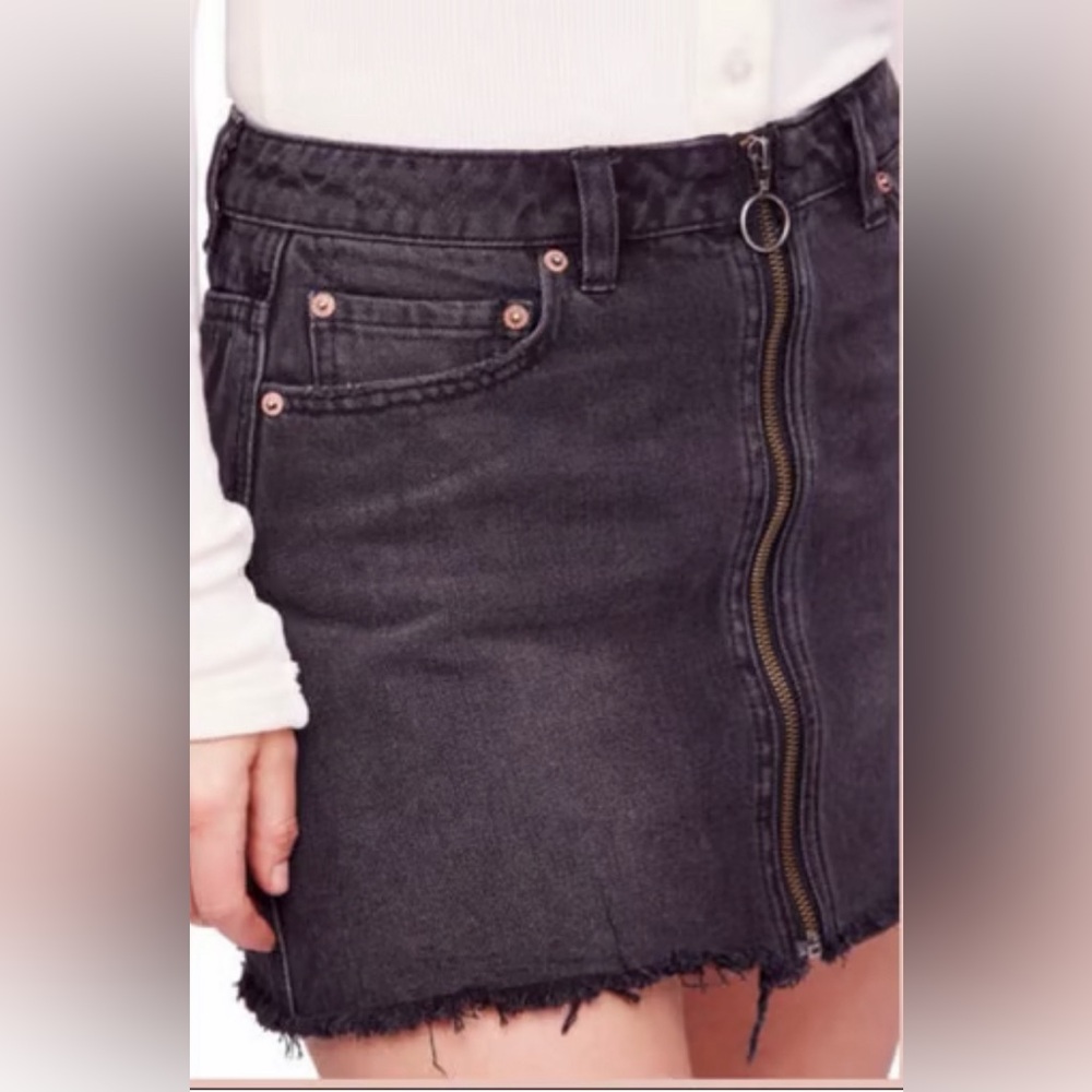 Free People Black Denim Mini Skirt Sz 29